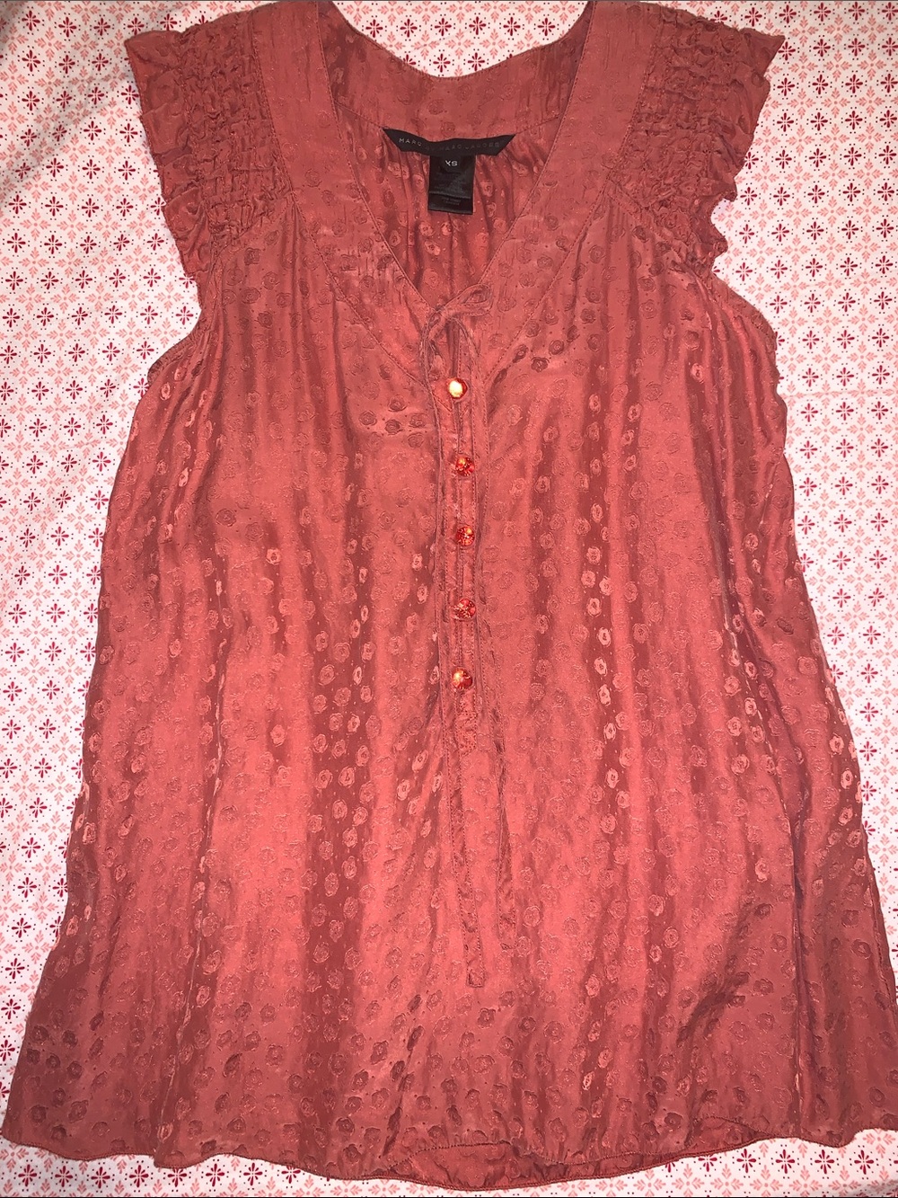 Marc Jacob’s silk Rose blouse glass buttons XS
